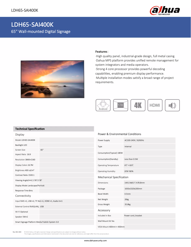 Imagen de la primera página del manual del dispositivo LDH65-SAI400K