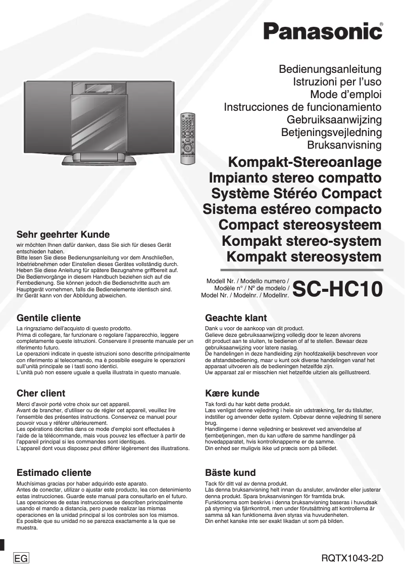 Imagen de la primera página del manual del dispositivo SC-HC10