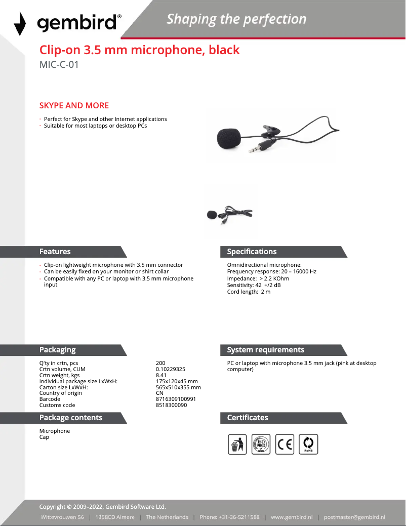 Imagen de la primera página del manual del dispositivo MIC-C-01