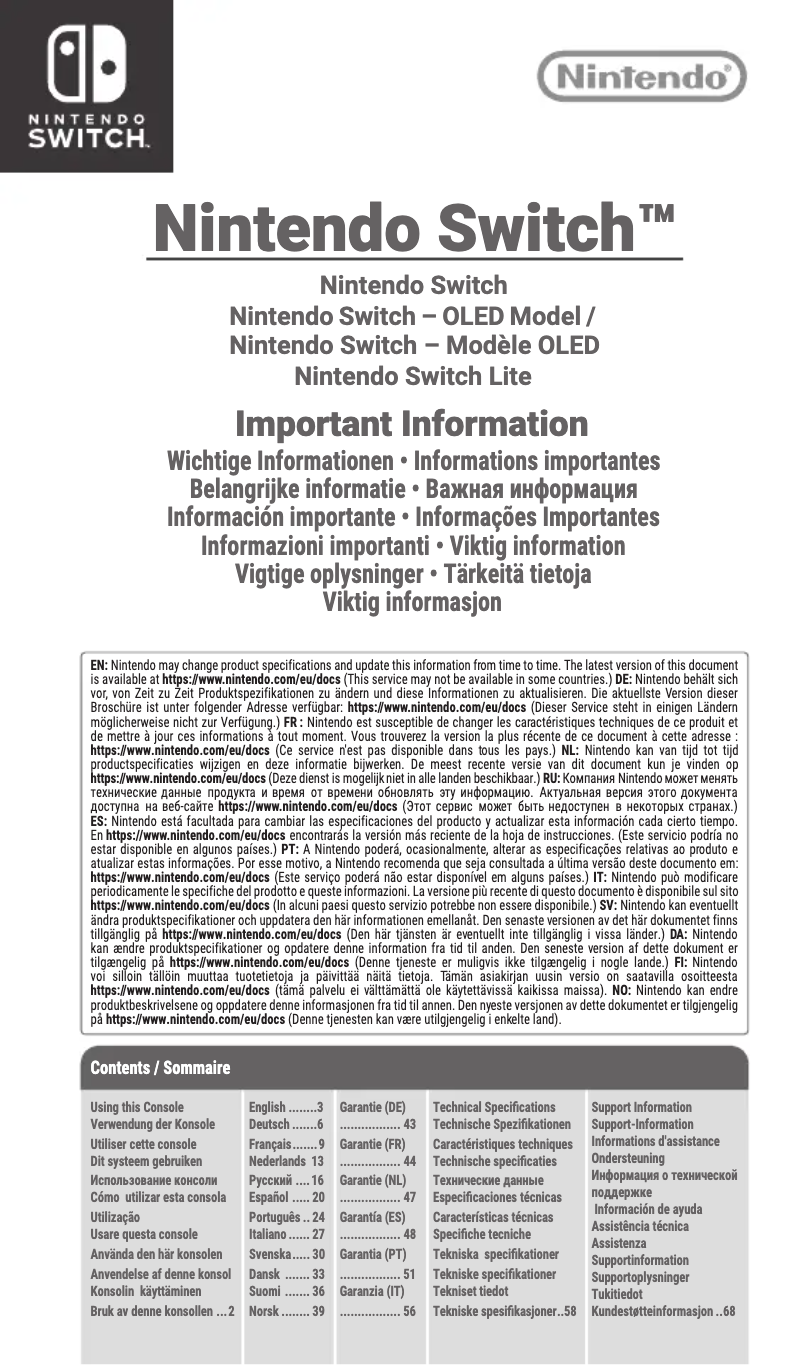 Imagen de la primera página del manual del dispositivo Switch