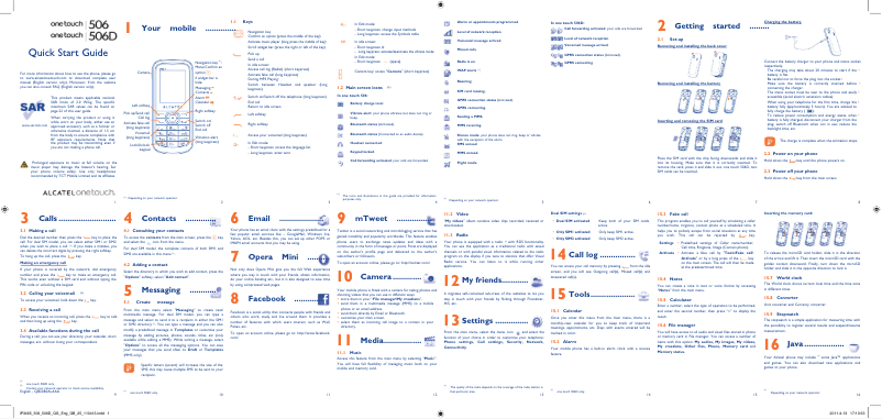 Página nº 1 - Guía de inicio rápido Alcatel One Touch 506