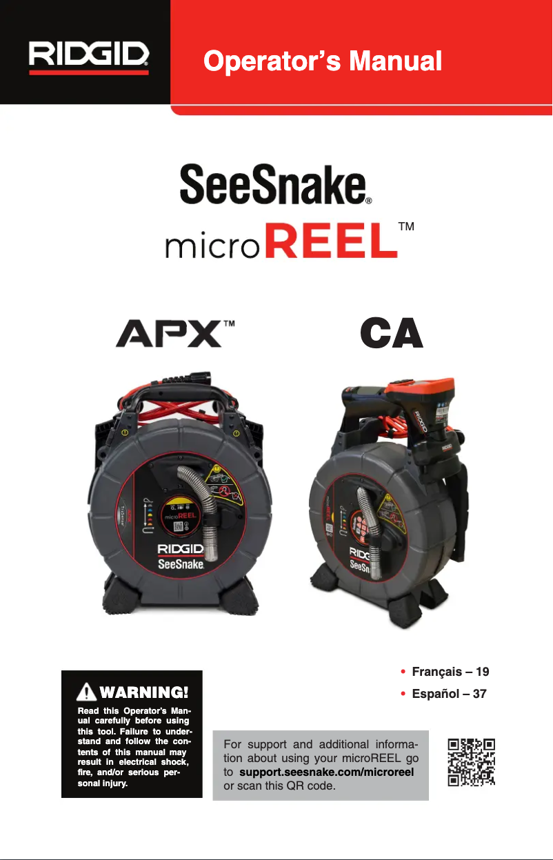Imagen de la primera página del manual del dispositivo SeeSnake microREEL CA-350