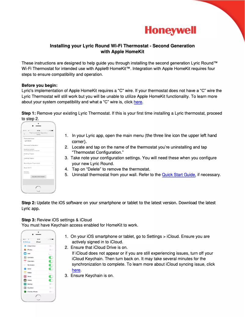 Página 1 del manual Guía de instalación Honeywell RCH9310WF
