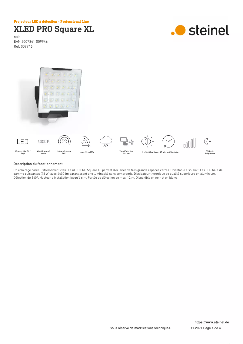 Imagen de la primera página del manual del dispositivo XLED PRO Square XL