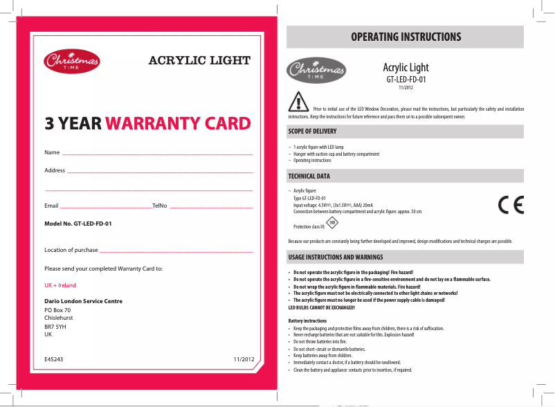 Imagen de la primera página del manual del dispositivo GT-LED-FD-01