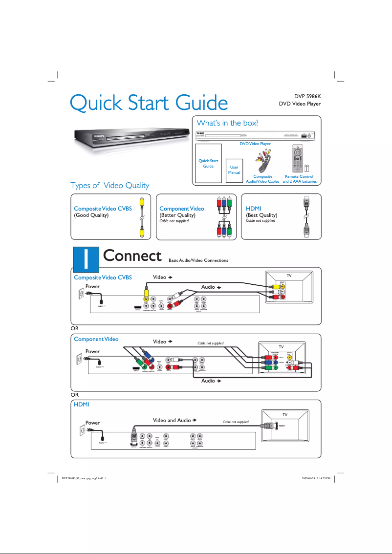 Imagen de la primera página del manual del dispositivo DVP5986K