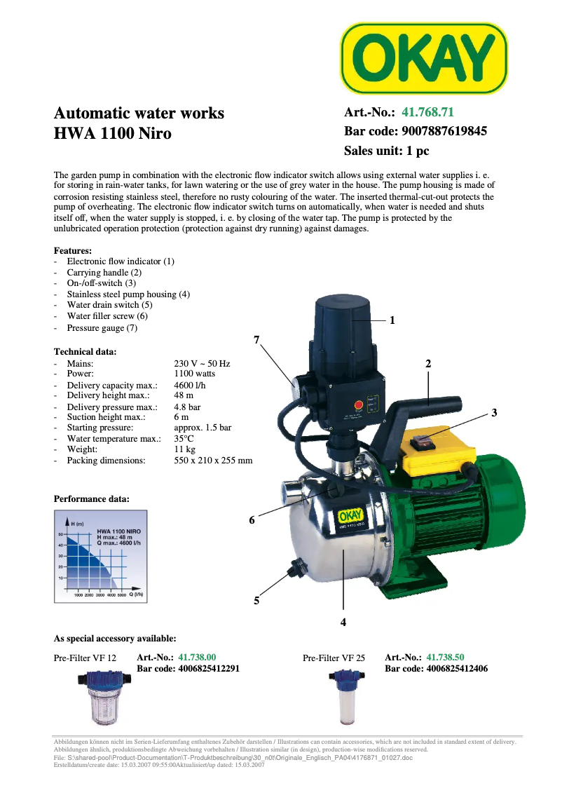 Imagen de la primera página del manual del dispositivo HWA 1100 NIRO