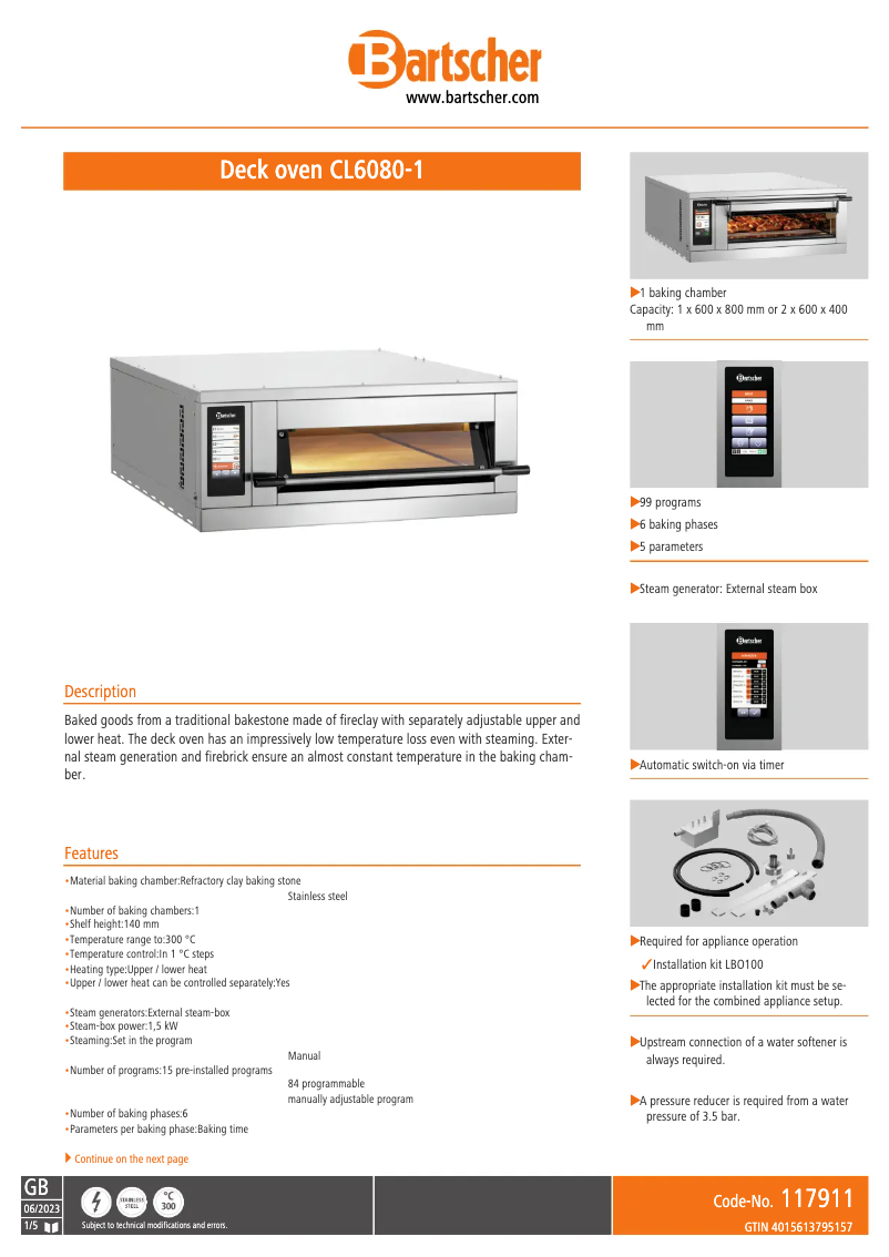 Página nº 1 - Ficha técnica Bartscher CL6080-1
