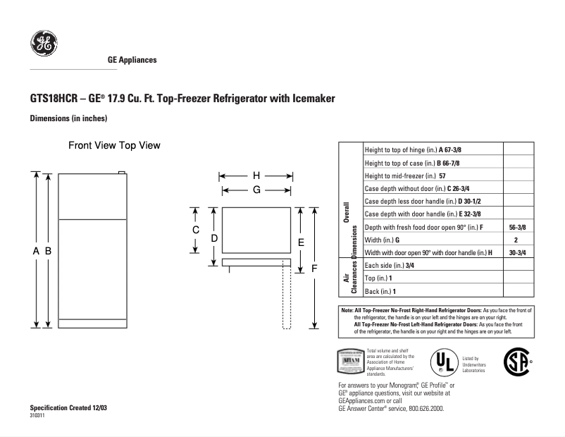 Imagen de la primera página del manual del dispositivo GTS18HCRCC