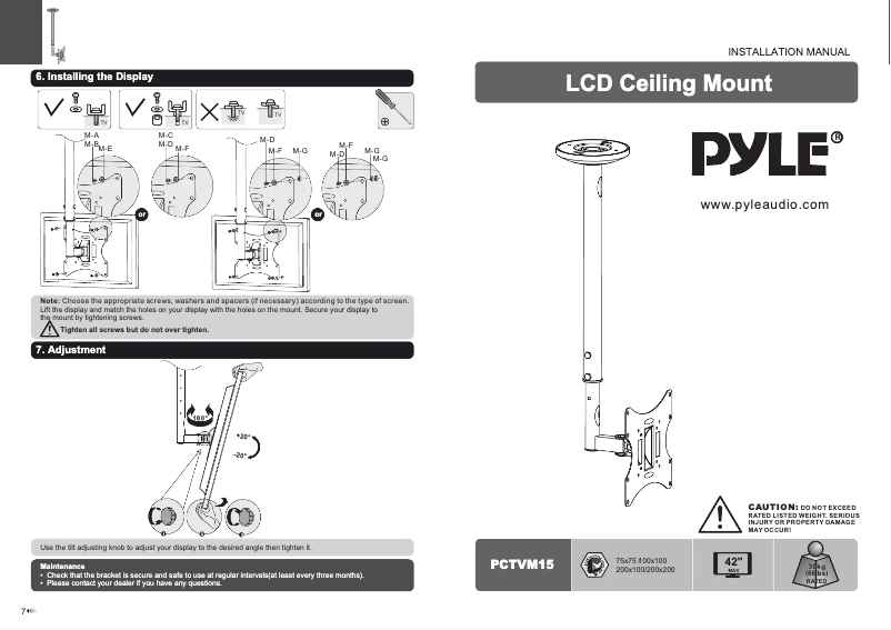 Página 1 del manual Manual de usuario Pyle PCTVM15
