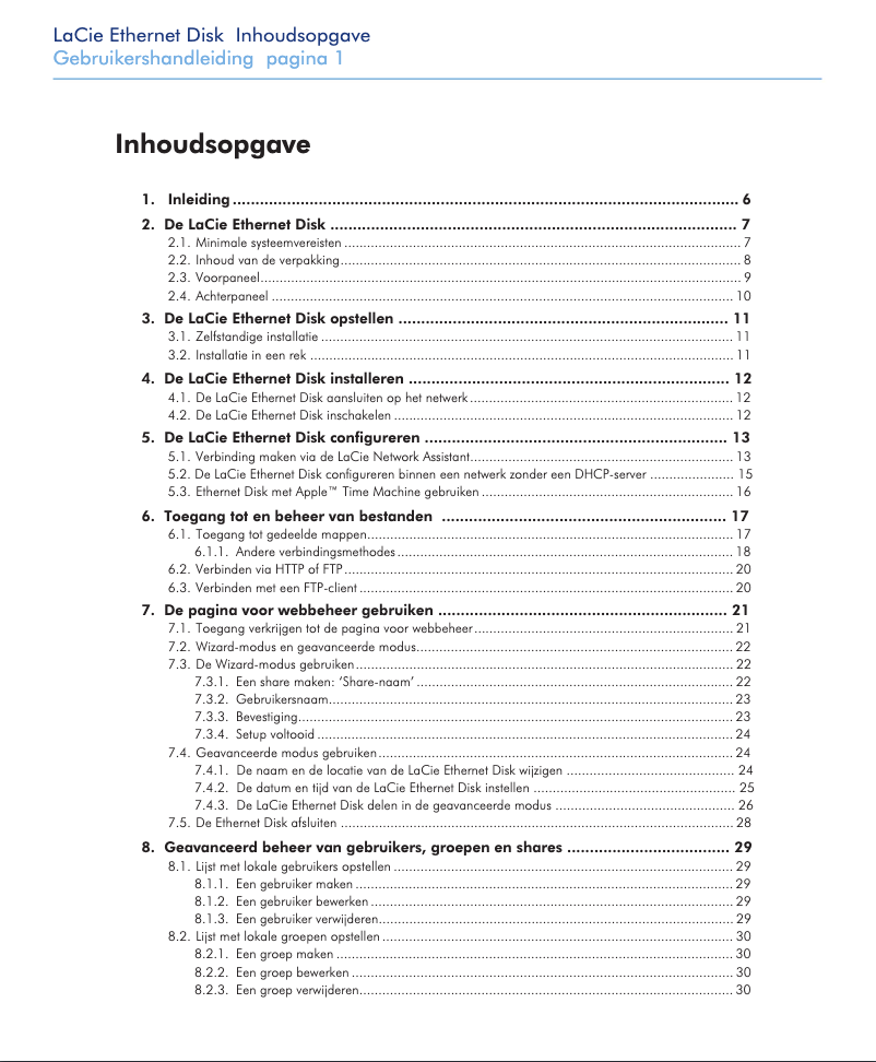 Imagen de la primera página del manual del dispositivo Ethernet Disk