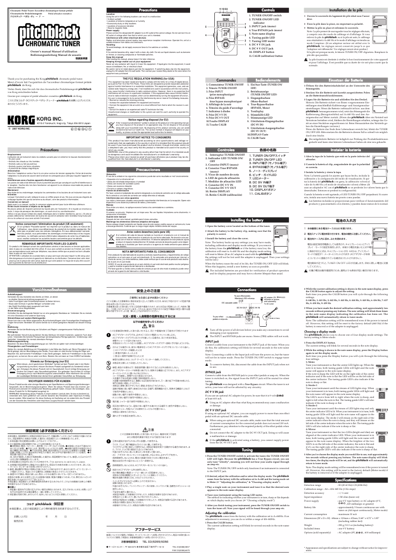 Imagen de la primera página del manual del dispositivo Pitchblack
