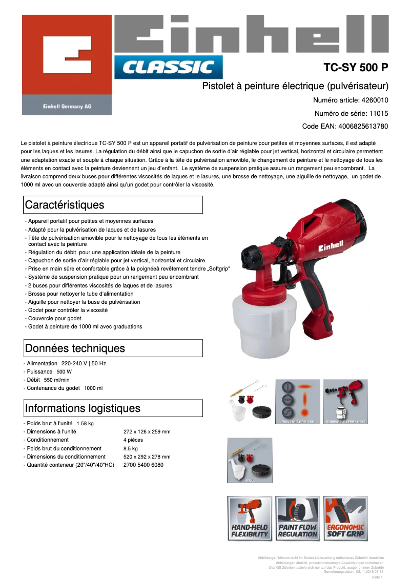 Imagen de la primera página del manual del dispositivo TC-SY 500 P