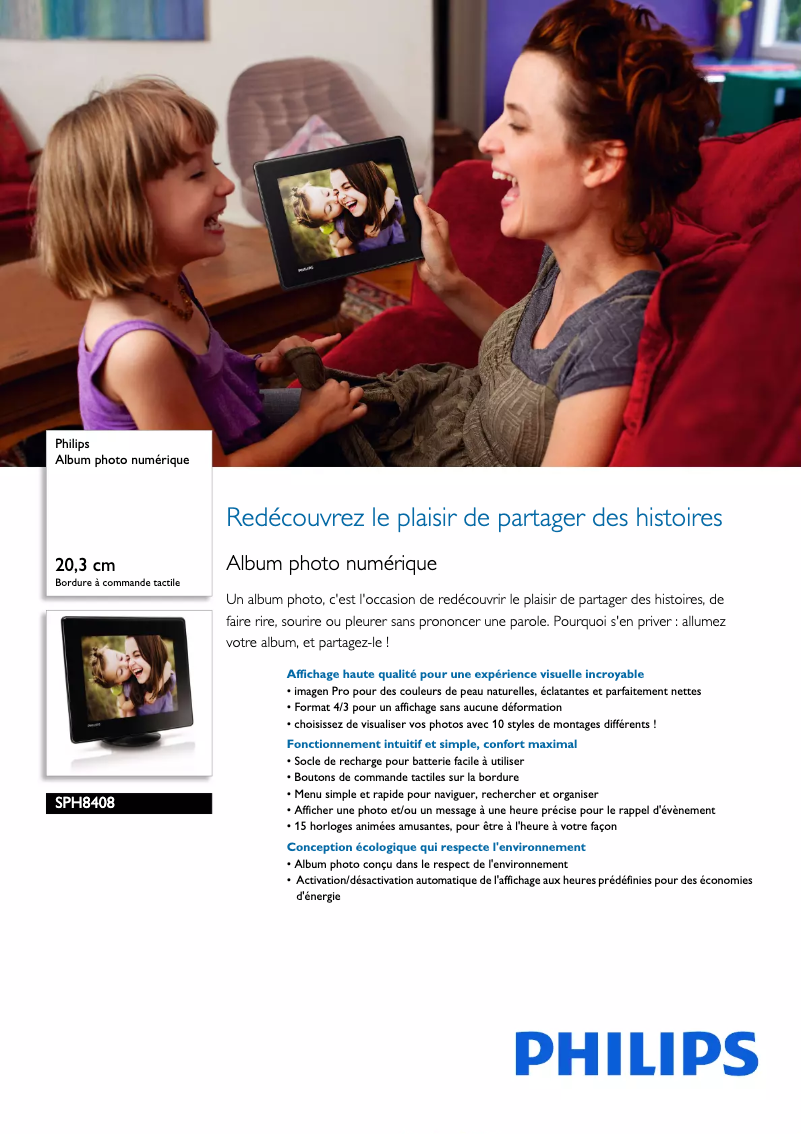 Página 1 del manual Ficha técnica Philips SPH8408