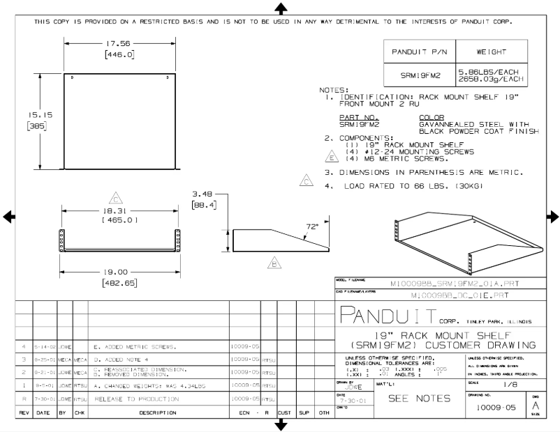 Página nº 1 - Dibujo técnico Panduit SRM19FM2