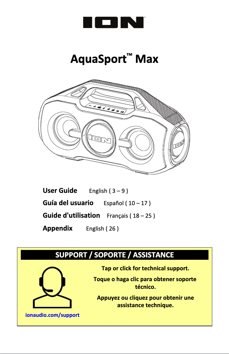 Imagen de la primera página del manual del dispositivo AquaSport Max