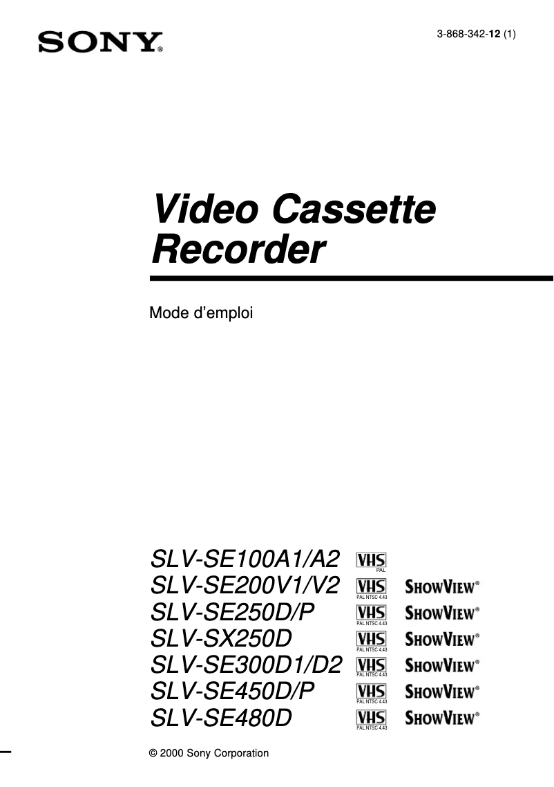 Página 1 del manual Manual de usuario Sony SLV-SE100A1