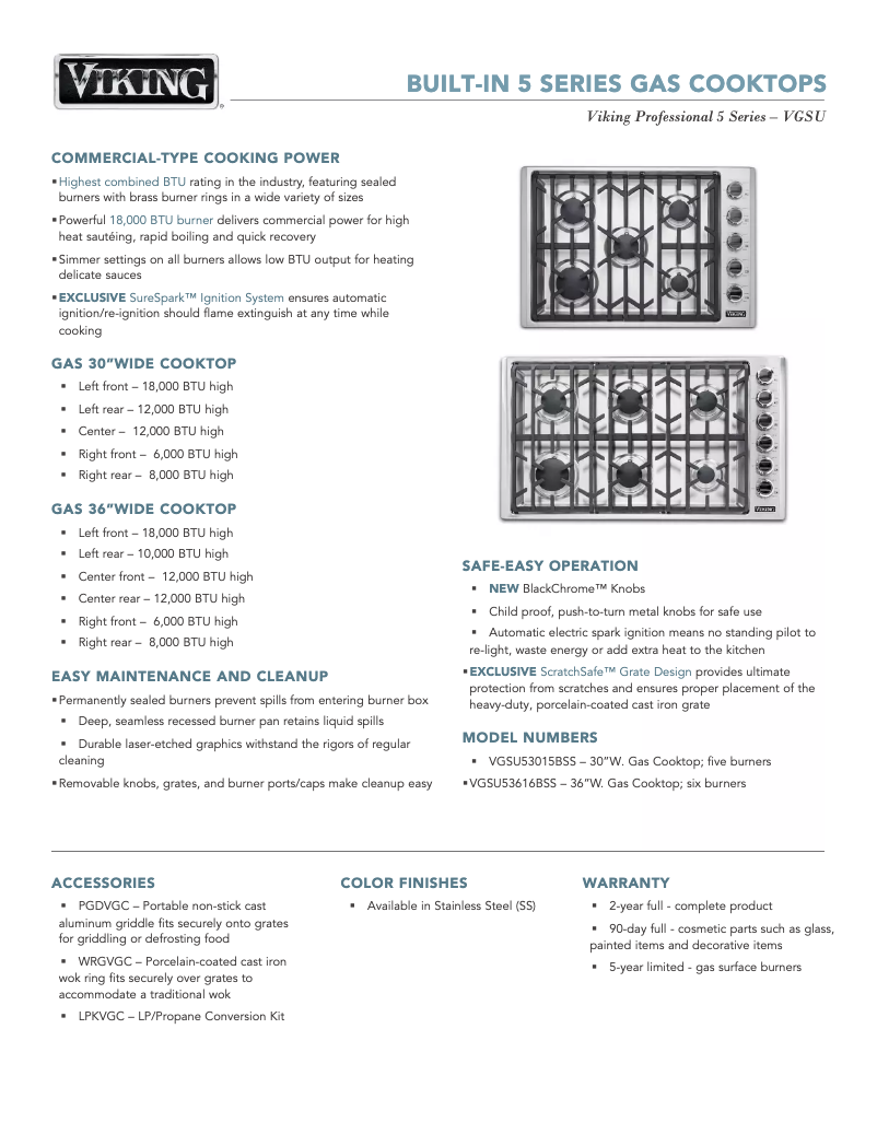 Imagen de la primera página del manual del dispositivo VGSU53015BSS