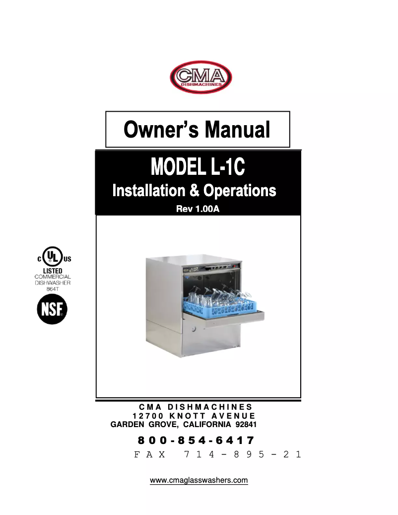 Página 1 del manual Manual de usuario CMA Dishmachines L-1C