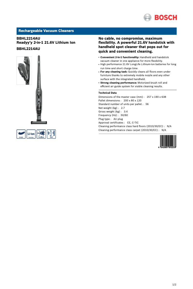Imagen de la primera página del manual del dispositivo Readyy'y Lithium BBHL2214AU