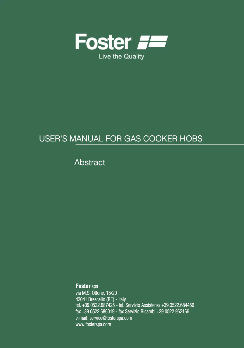 Página 1 del manual Manual de usuario Foster KE Domino.1F semirapido.FT