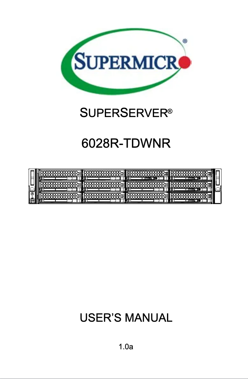 Imagen de la primera página del manual del dispositivo SuperServer 6028R-TDWNR