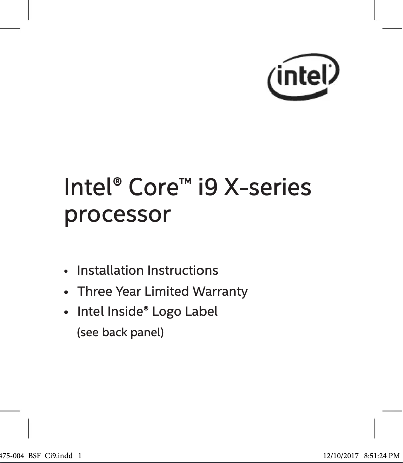 Página 1 del manual Manual de usuario Intel Core i9-9900X