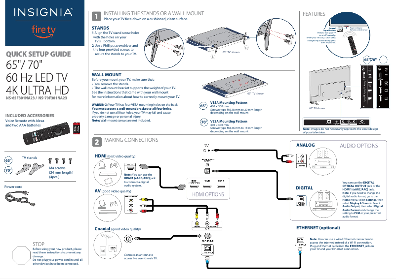 Página 1 del manual Guía de inicio rápido Insignia NS-65F301NA23