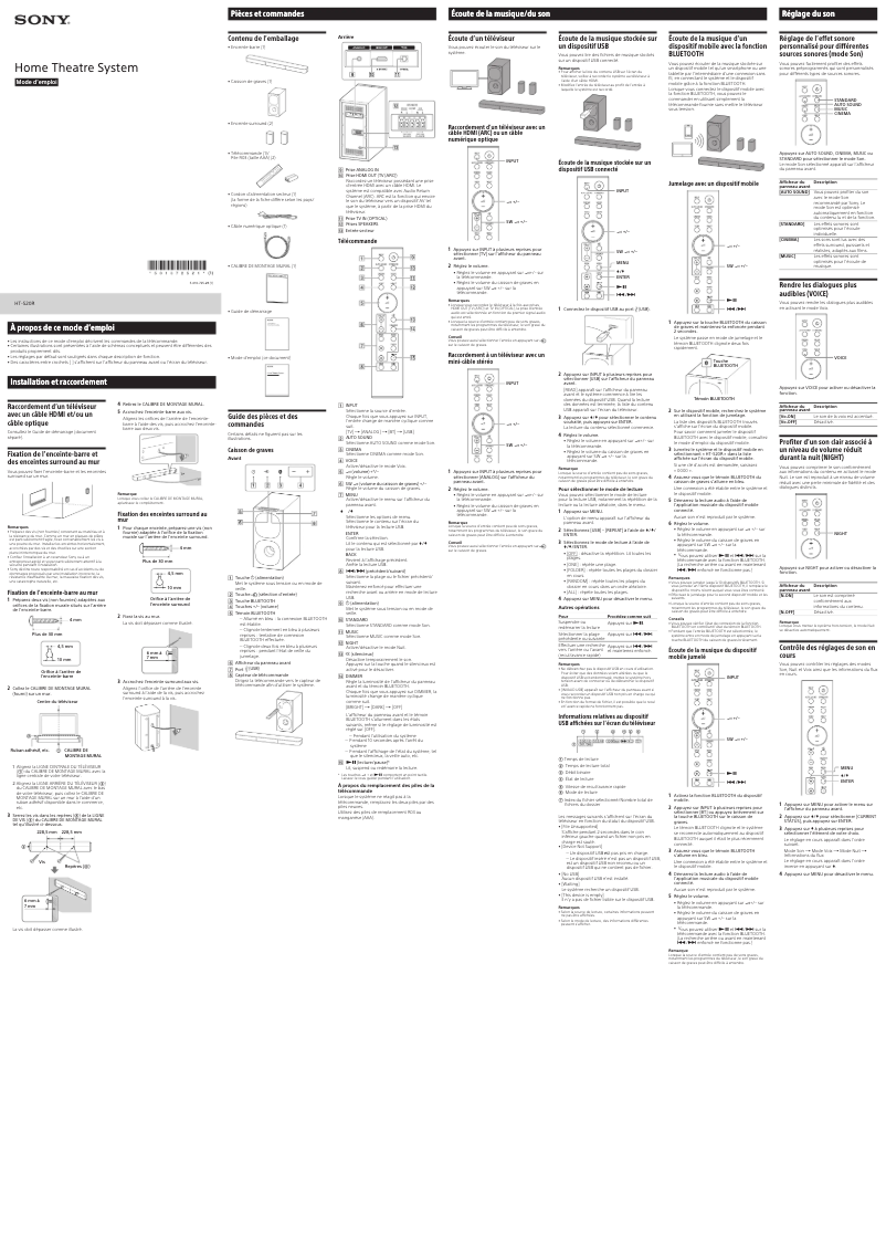 Imagen de la primera página del manual del dispositivo HT-S20