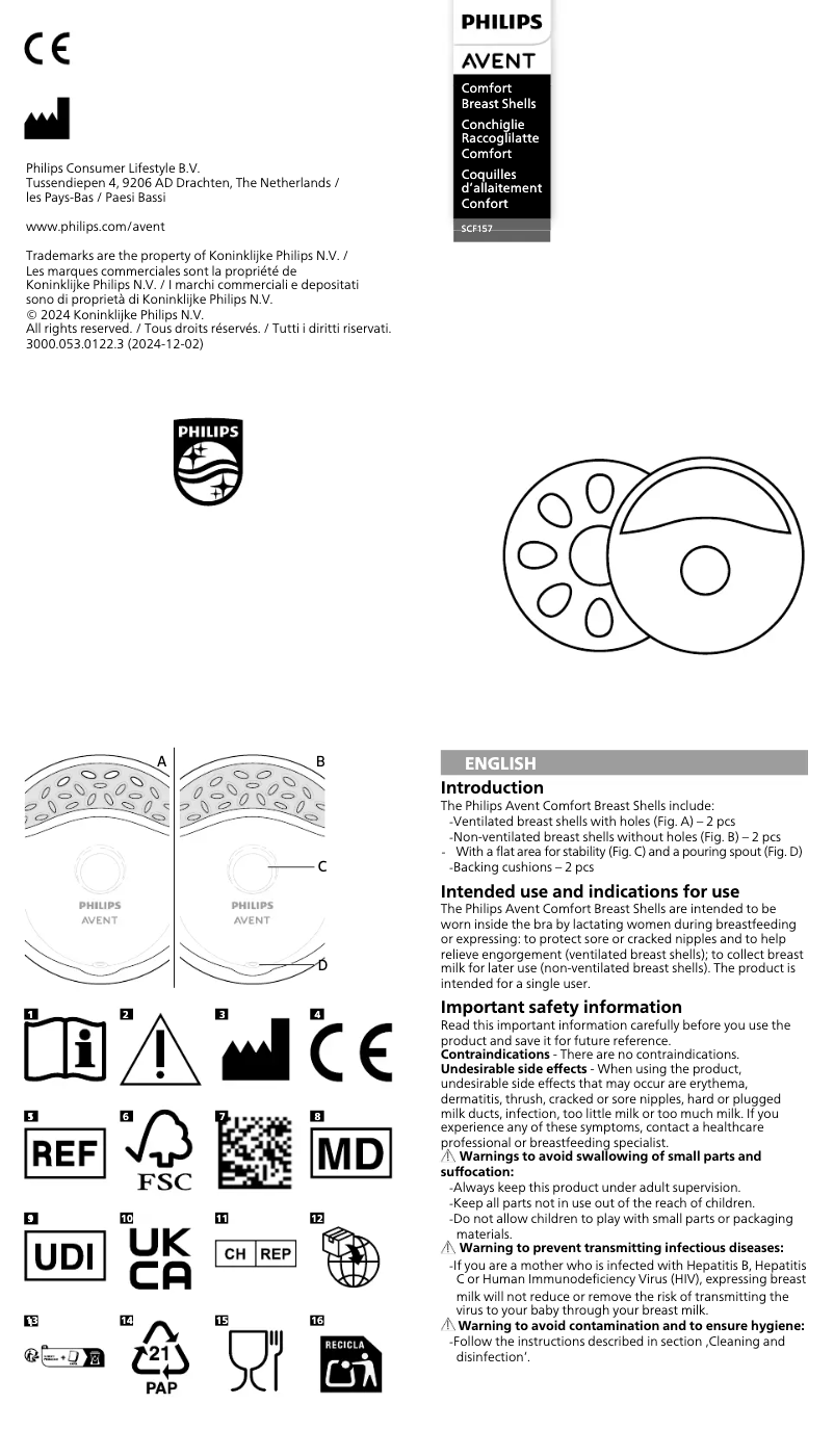 Imagen de la primera página del manual del dispositivo Avent SCF157