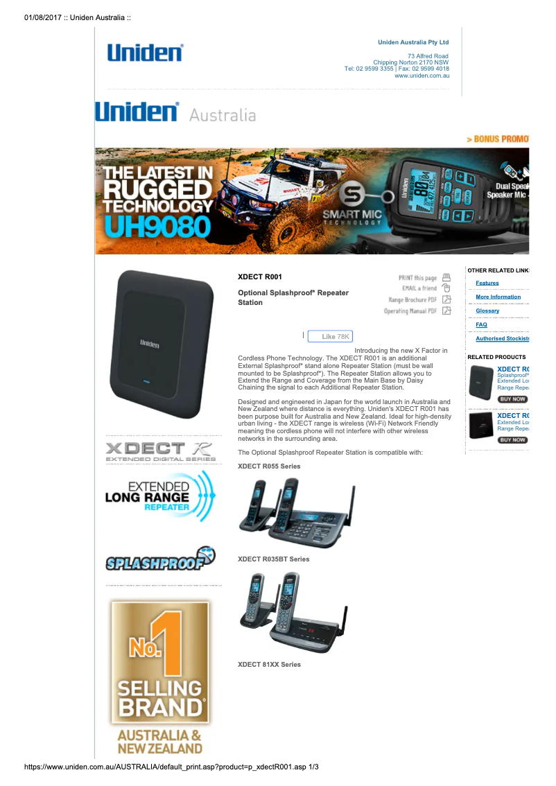 Página 1 del manual Manual de usuario Uniden XDECT R001