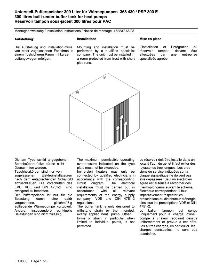 Página 1 del manual Manual de usuario Dimplex PSP300E