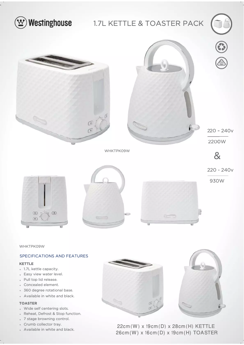 Imagen de la primera página del manual del dispositivo WHKTPK09W