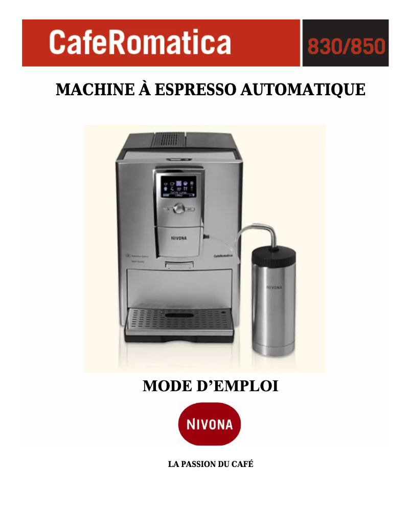 Página 1 del manual Manual de usuario Nivona CafeRomatica 830