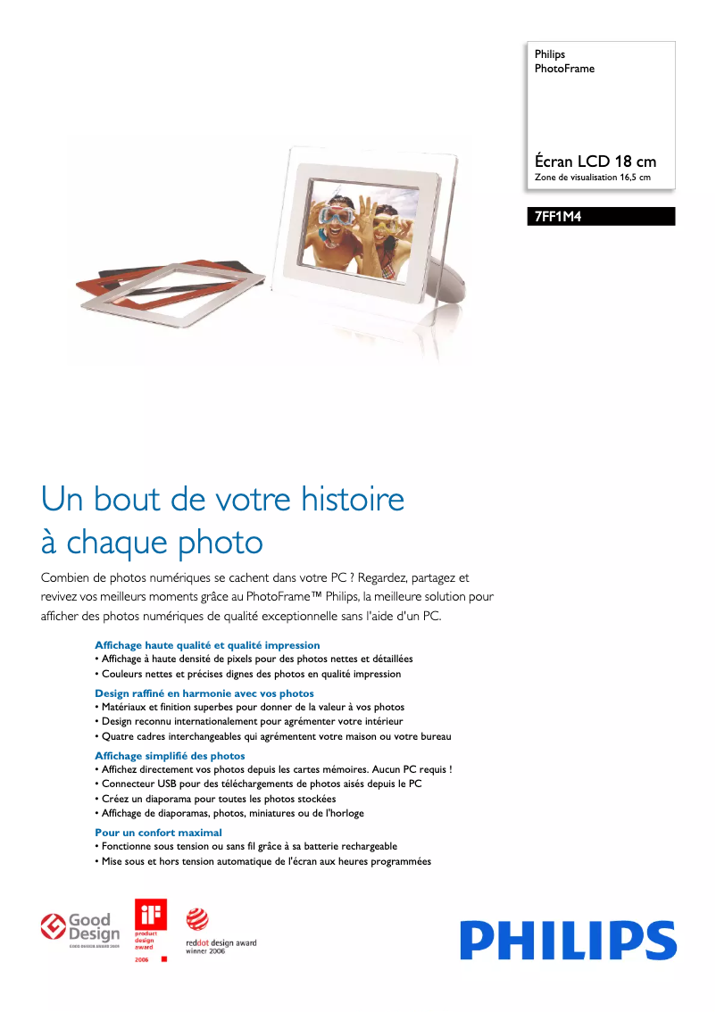 Página 1 del manual Ficha técnica Philips 7FF1M4