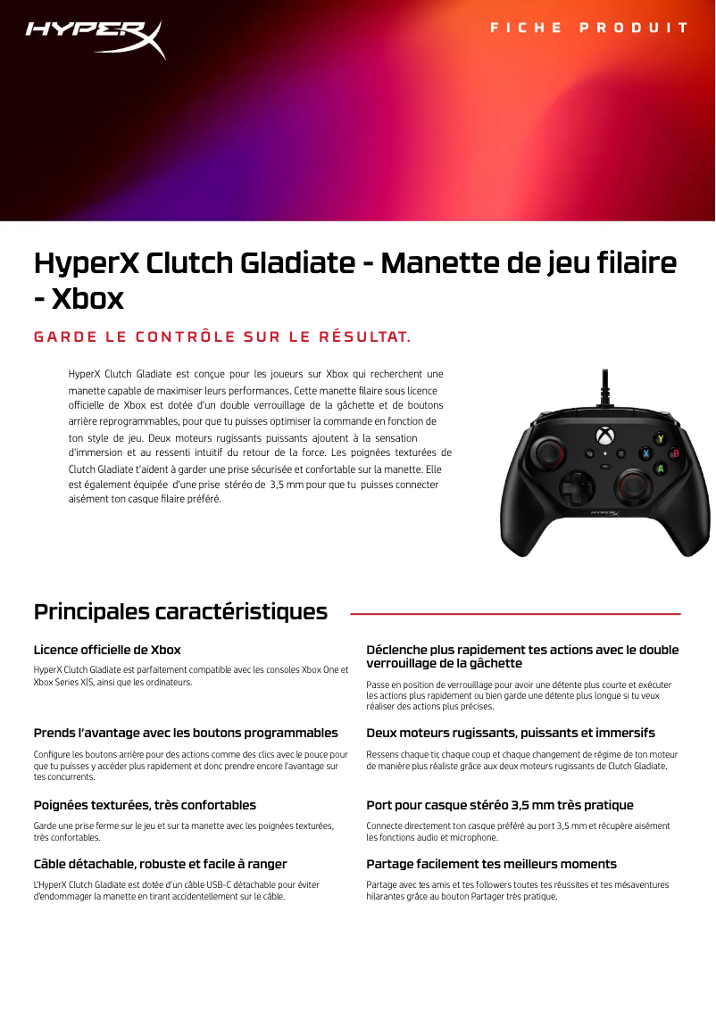 Imagen de la primera página del manual del dispositivo Clutch Gladiate