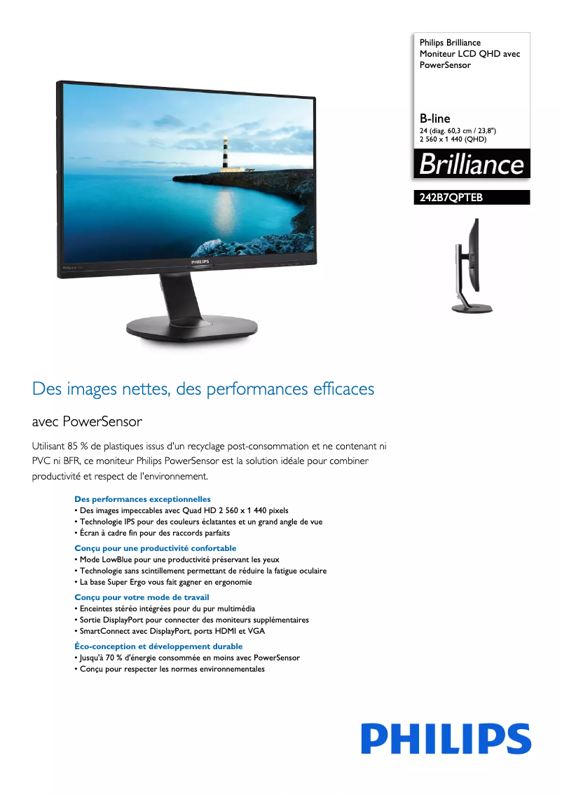 Página 1 del manual Ficha técnica Philips Brilliance 242B7QPTEB