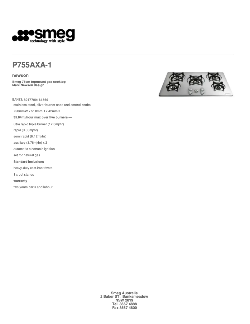Imagen de la primera página del manual del dispositivo P755AXA-1