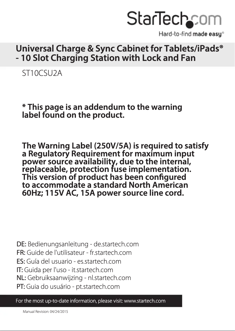 Imagen de la primera página del manual del dispositivo ST10CSU2A