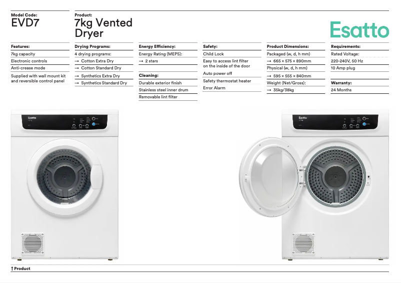 Imagen de la primera página del manual del dispositivo EVD7
