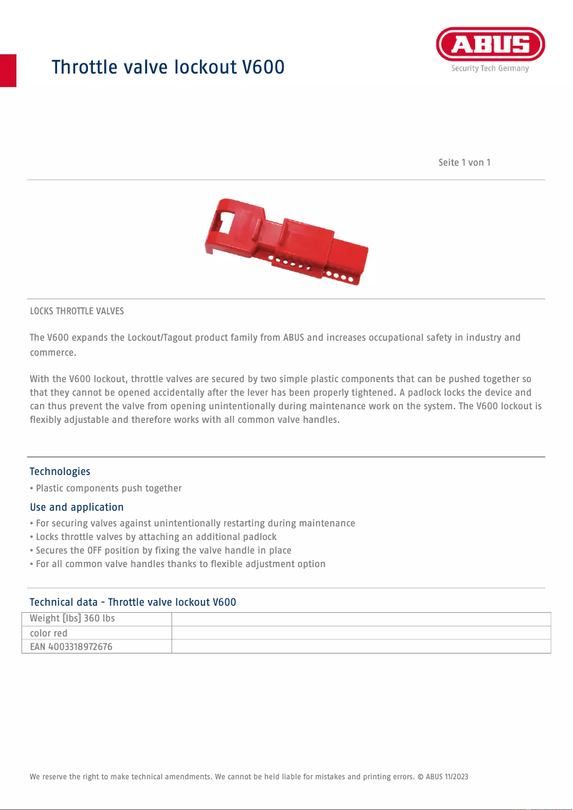 Imagen de la primera página del manual del dispositivo V600