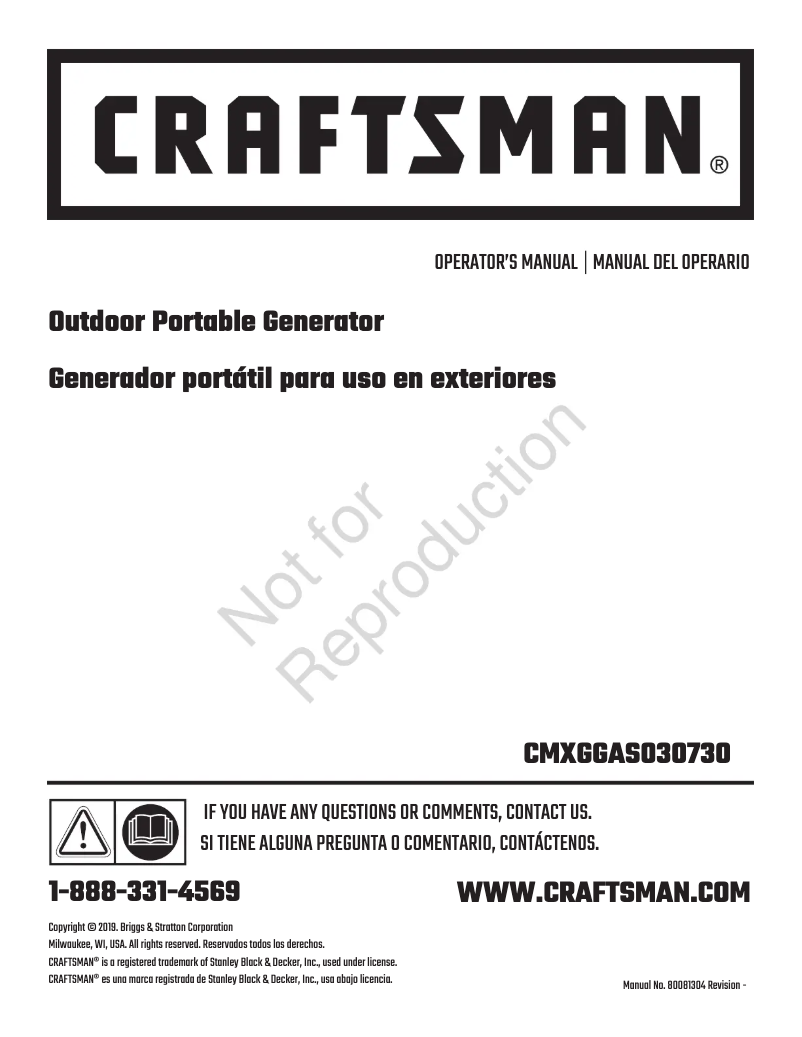 Página 1 del manual Manual de usuario Craftsman CMXGGAS030730