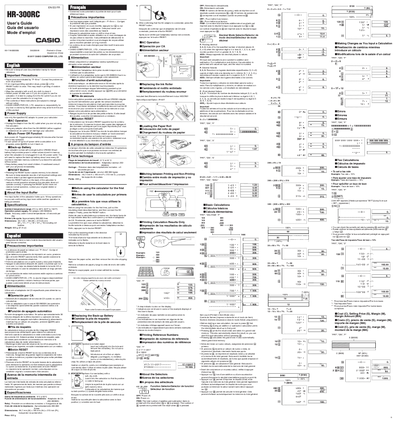 Imagen de la primera página del manual del dispositivo HR-300RC