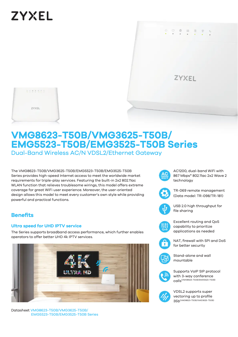 Página 1 del manual Ficha técnica ZyXEL VMG3625-T50B