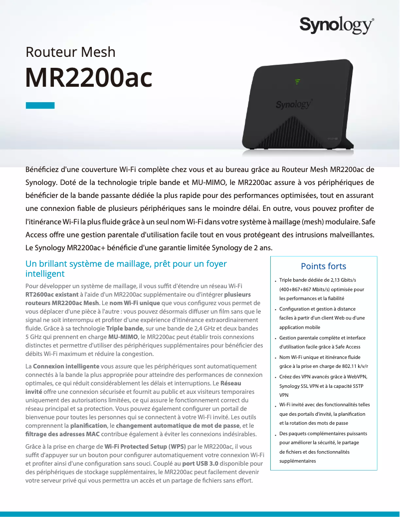 Página 1 del manual Ficha técnica Synology MR2200AC
