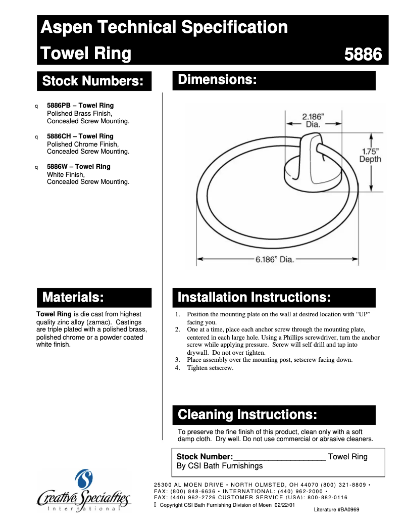 Imagen de la primera página del manual del dispositivo Aspen 5886CH
