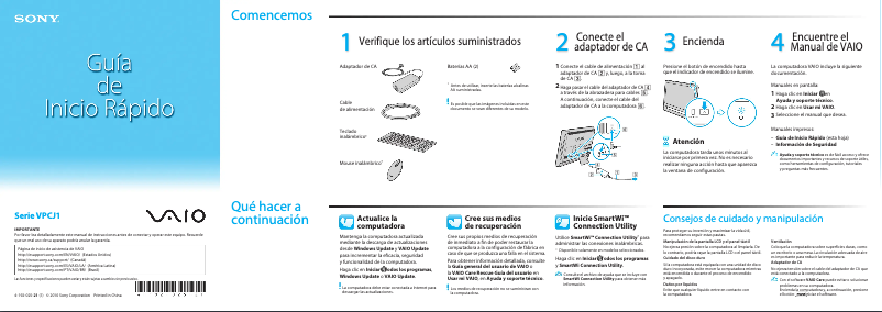 Imagen de la primera página del manual del dispositivo Vaio VPCJ112FX