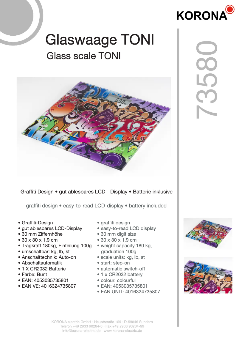 Imagen de la primera página del manual del dispositivo Toni 73580