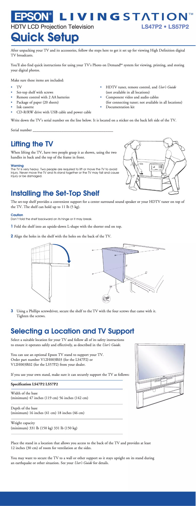 Imagen de la primera página del manual del dispositivo Livingstation LS47P2