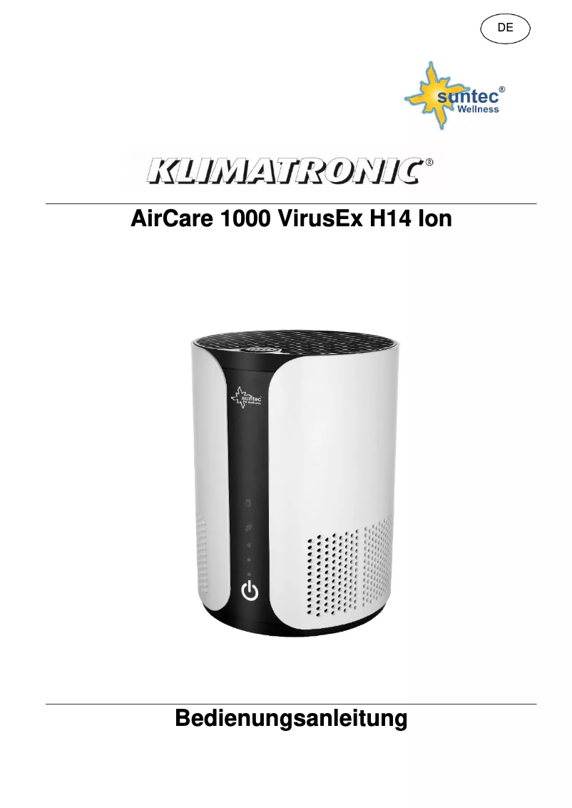 Imagen de la primera página del manual del dispositivo AirCare 1000 VirusEx H14 Ion